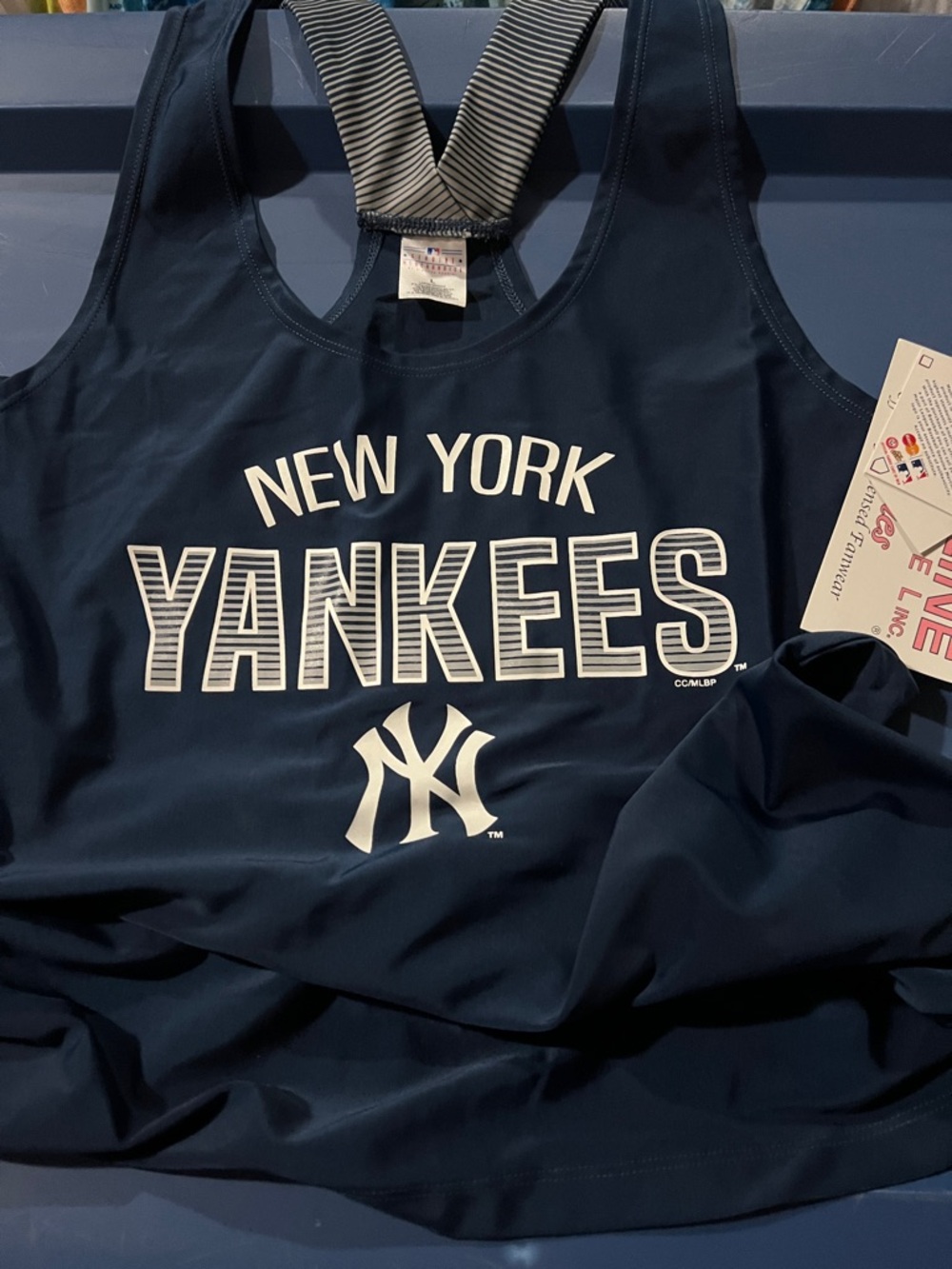 MLB New York Yankees Navy and White Racerback Tank